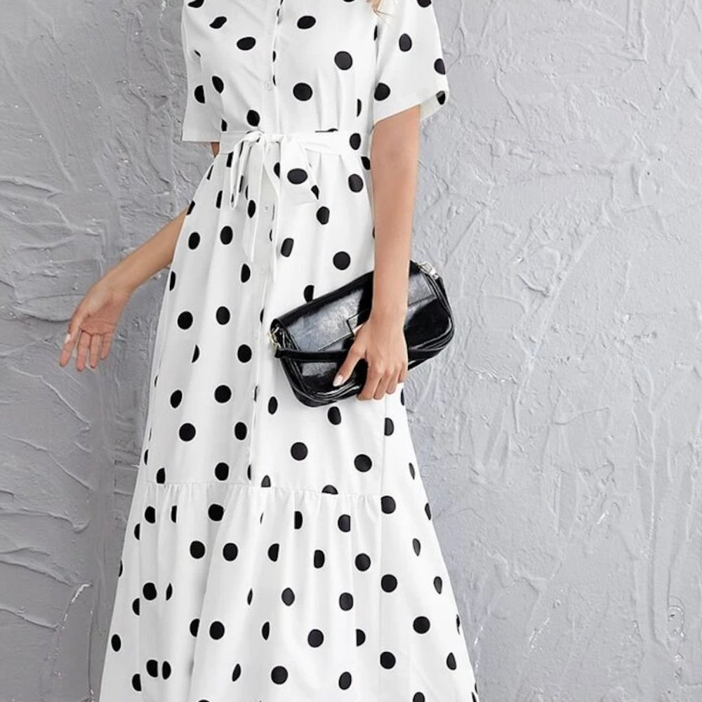 Black and White Polka Dot Dress in Size M